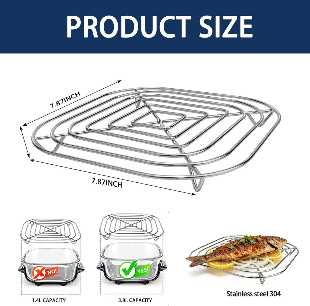 HAIWILL Ersatz Airfryer Grillrost Edelstahl für Ninja CRISPi Glasbehälter 3,8L, Gitterstöpsel kompat
