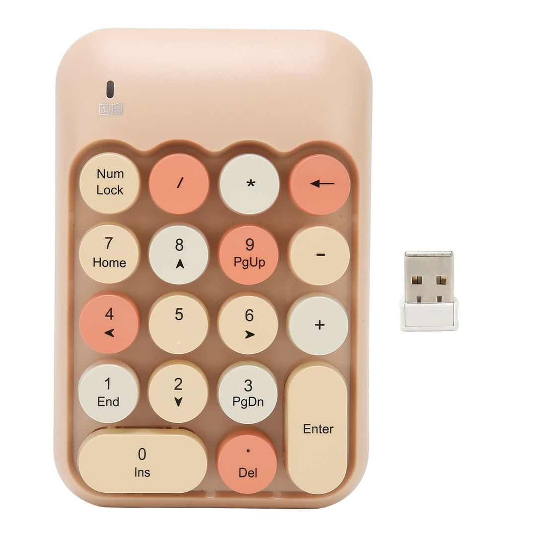 2,4 GHz Ziffernblock, 18 Tasten Ziffernblock mit USB-Empfänger, Vintage-Farbtastatur, Runde Tastenka