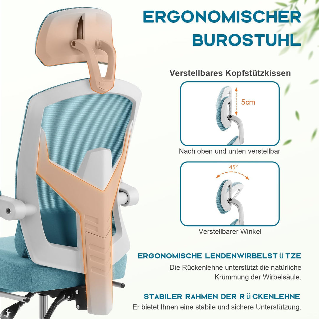 DUMOS Bürostuhl Ergonomisch EIN Schreibtischstuhl mit Komfortarmlehnen Ausgestattet mit Einer Bequem