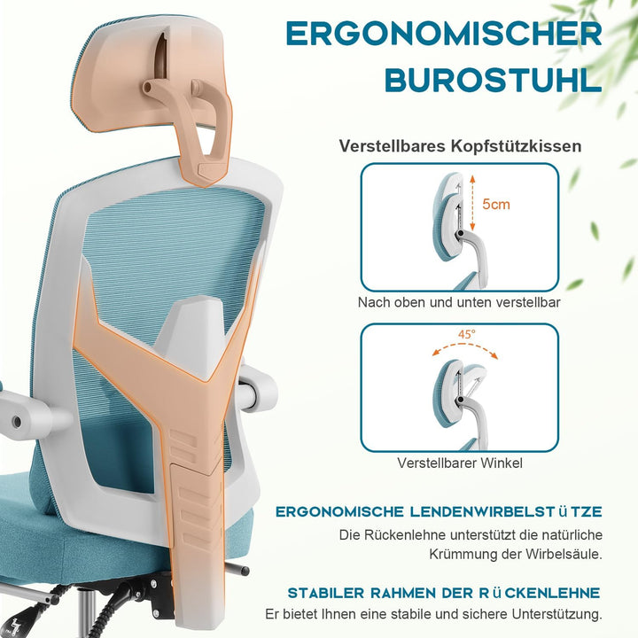 DUMOS Bürostuhl Ergonomisch EIN Schreibtischstuhl mit Komfortarmlehnen Ausgestattet mit Einer Bequem