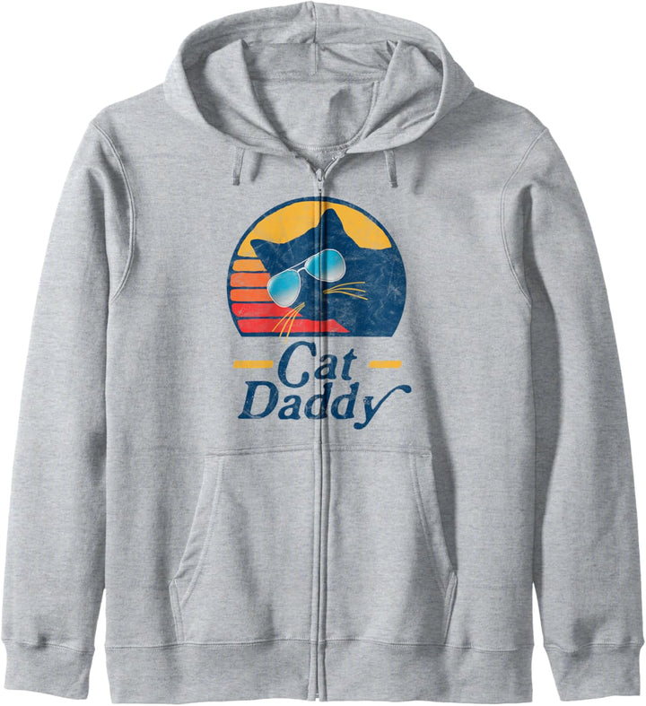 Cat Daddy Vintage 80s Style Cat Retro Sunglasses Distressed Kapuzenjacke