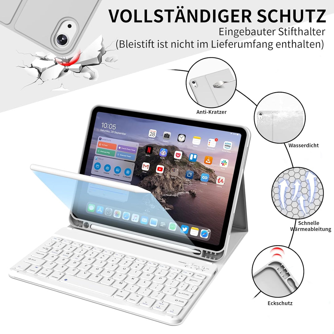KVTVOU Tastatur Hülle für iPad Air 11 Zoll (2026 2025 2024), iPad Air 5. / 4. Generation (10,9 Zoll