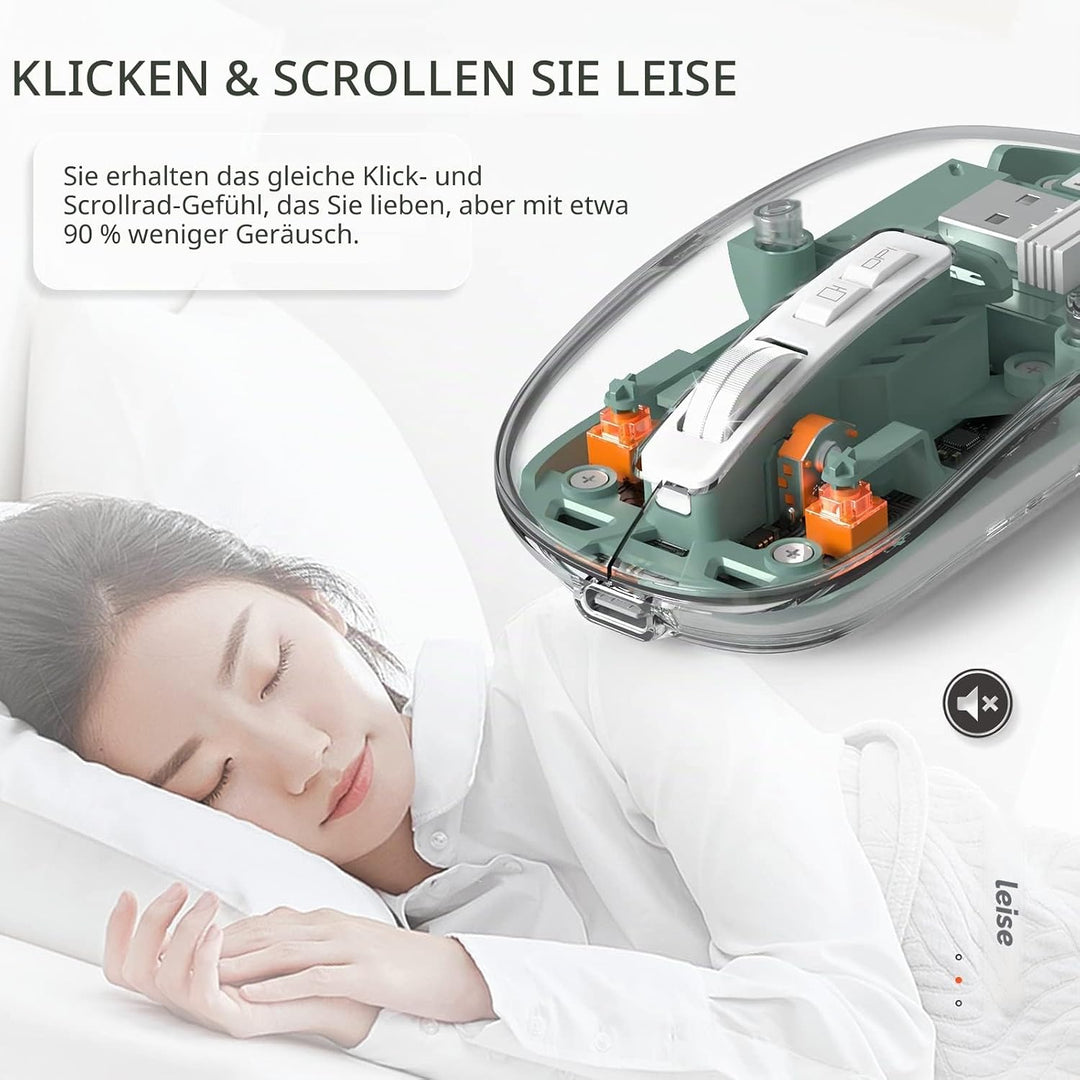 MAGIC-REFINER HXSJ Kabellose Maus Bluetooth, 2,4GHz+Bluetooth 5.0 Funkmaus Wiederaufladbare Leise Ul