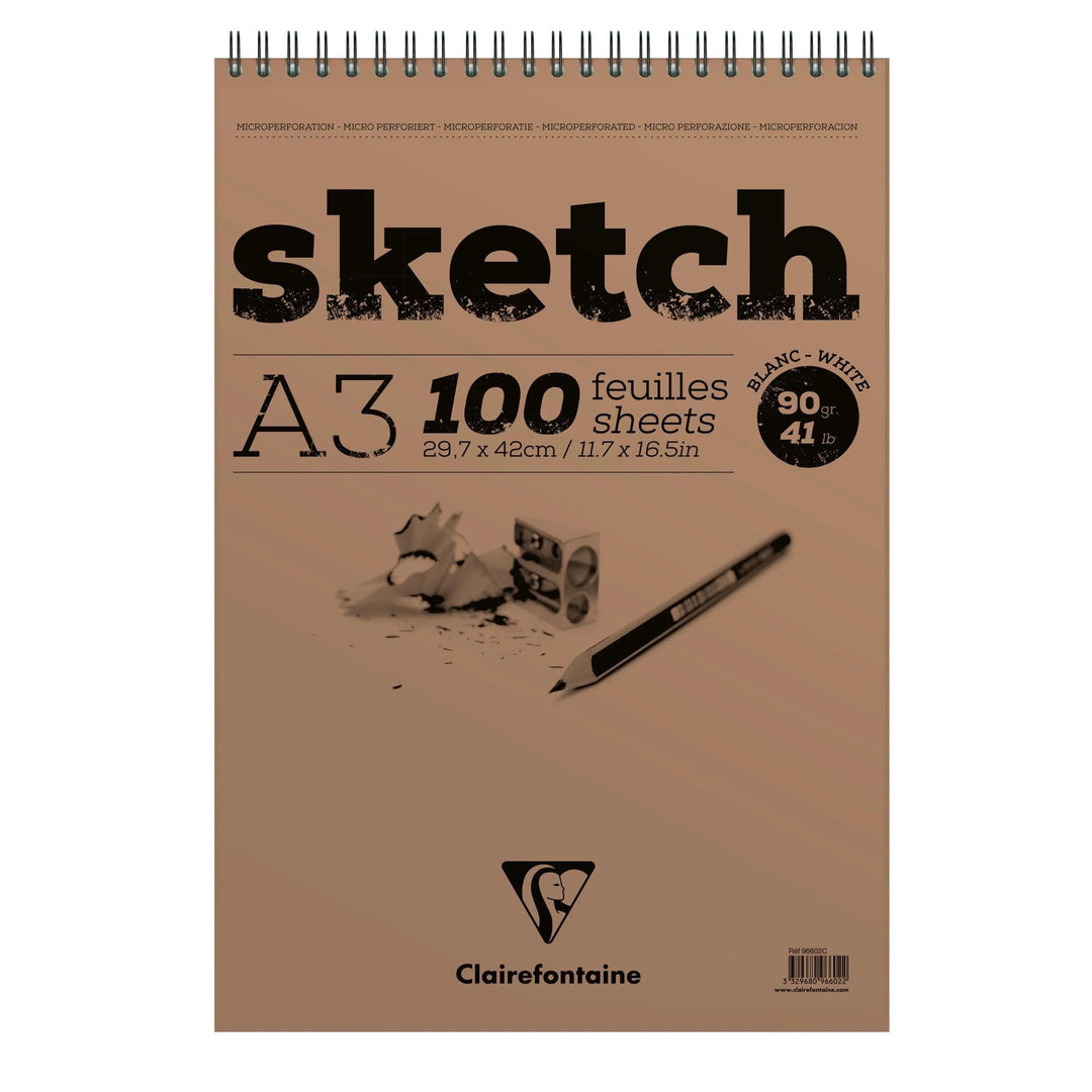 Clairefontaine 96602C Skizzenblock Sketch (100 Blatt, DIN A3, 29,7 x 42 cm, Spiral, mikroperforiert,