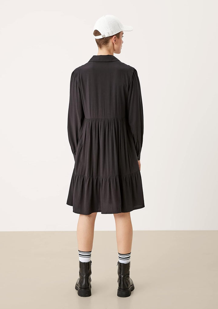Q/S designed by - s.Oliver Damen Kleid Kurz Regular Fit Dress 36 Grau/Schwarz, 36 Grau/Schwarz