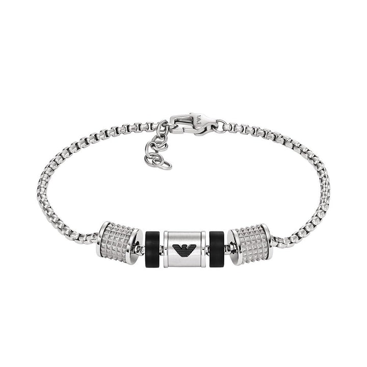 EMPORIO ARMANI Armband für Männer, Onyx Rondelle Armband, Länge: 190mm+20mm, Breite: 36.5mm, Höhe: 8