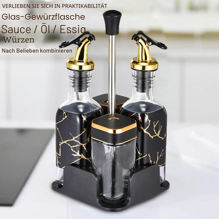 Gewürzflasche Glas Dispenser, versiegelt und feuchtigkeitsfest, Kapazität 200ml Cruets mit 360° dreh