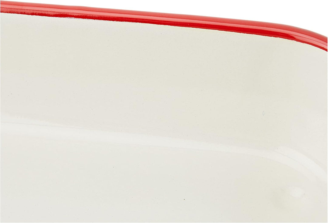 Ibili 909932 Bräter mit Griffen aus emailliertem Stahl, weiss/rot, 32 x 16 x 7 cm