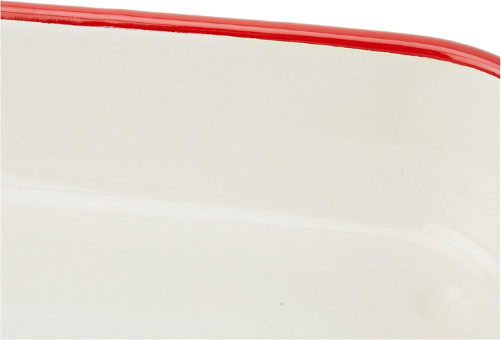 Ibili 909932 Bräter mit Griffen aus emailliertem Stahl, weiss/rot, 32 x 16 x 7 cm