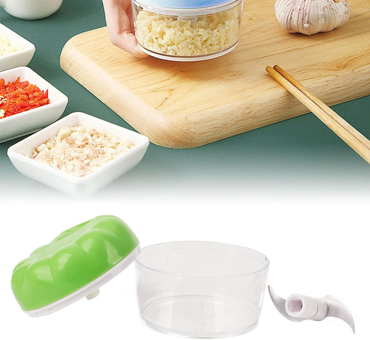 Tragbarer Handzug-Schnur-Knoblauch-Zwiebelschneider Manuelle Küchenmaschine Gemüsehacker für Gemüse-