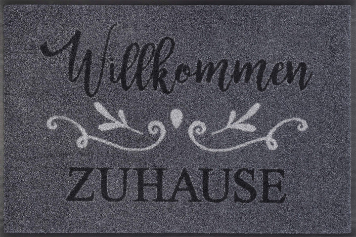 wash+dry Fussmatte, Willkommen Zuhause 50x75 cm, innen und aussen, waschbar 50/75 Grau, 50/75 Grau