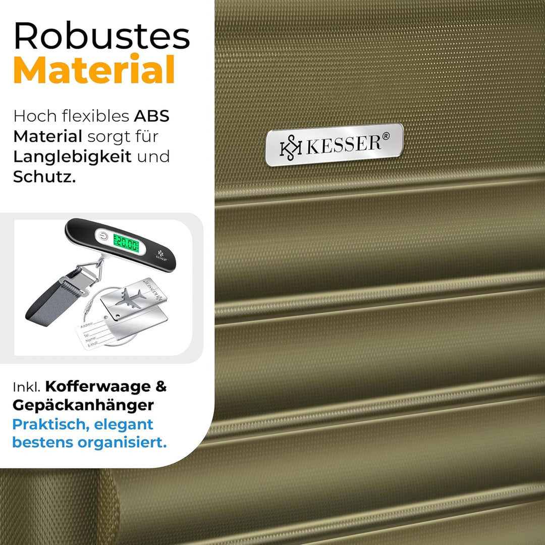 KESSER® Reisekoffer 84L Mittlerer Hartschalen Koffer Inkl. Kofferwaage + Gepäckanhänger | Trolley Ge