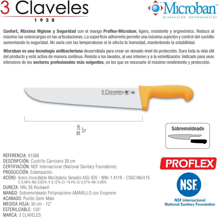 CUCHILLO CARNICERO POLIPROPILENO AMARILLO 30 cm - 12" FH 3C