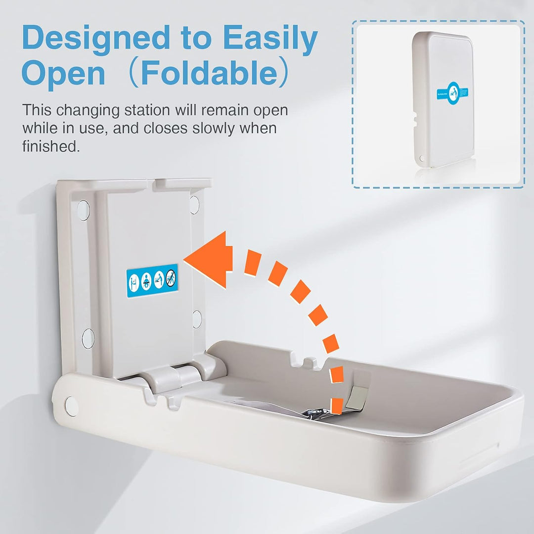 Wandmontierte Wickeleinheit für Babys, Wickeltisch, Wickelstation mit Sicherheitsgurt, Wickeltisch f