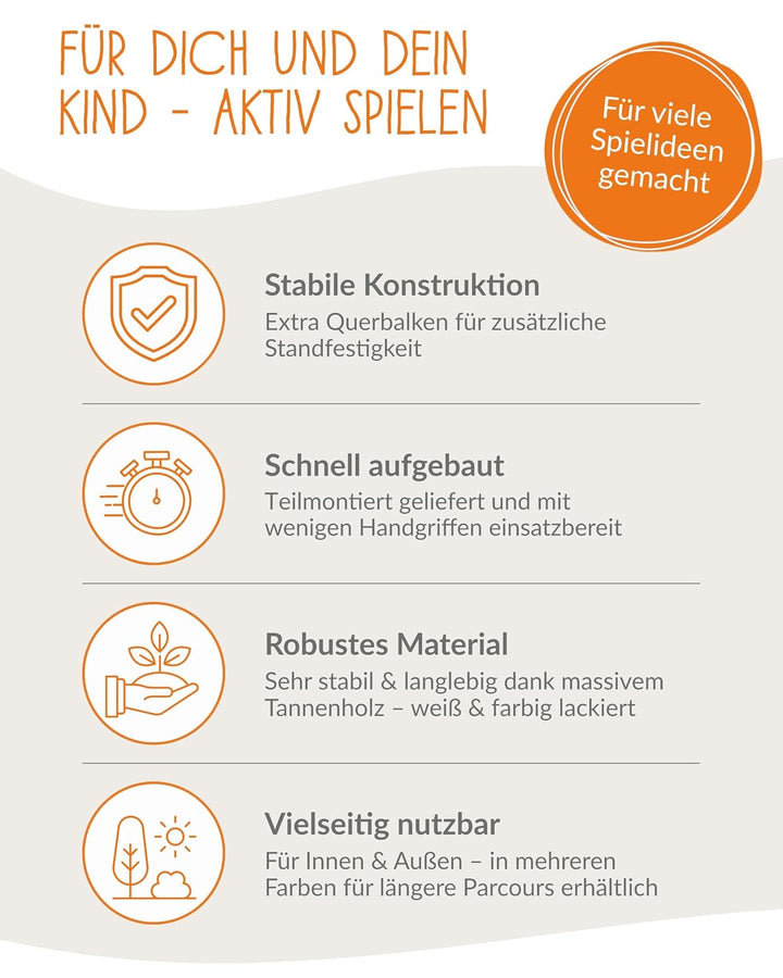 PINOLINO Hindernishürde Hoppe, Weiss/Rot, 1 Stück, Koordinationstraining – Ideal für Steckenpferd-Re