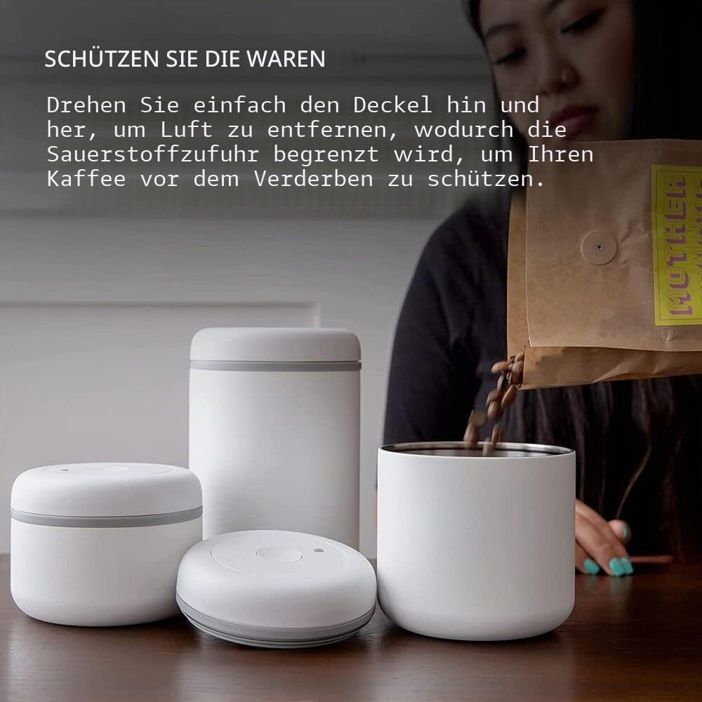 Fellow Atmos Vakuumbehälter für Kaffee und Lebensmittel 1.2 Liter matt weiss, Large (1.2 L) Medium (