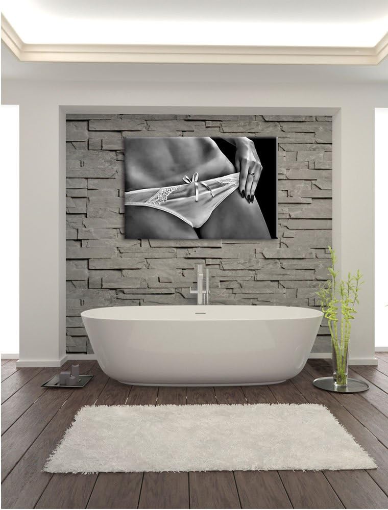 Pixxprint Sexy weisse Dessous / 100x70cm Leinwandbild bespannt auf Holzrahmen/Wandbild Kunstdruck De
