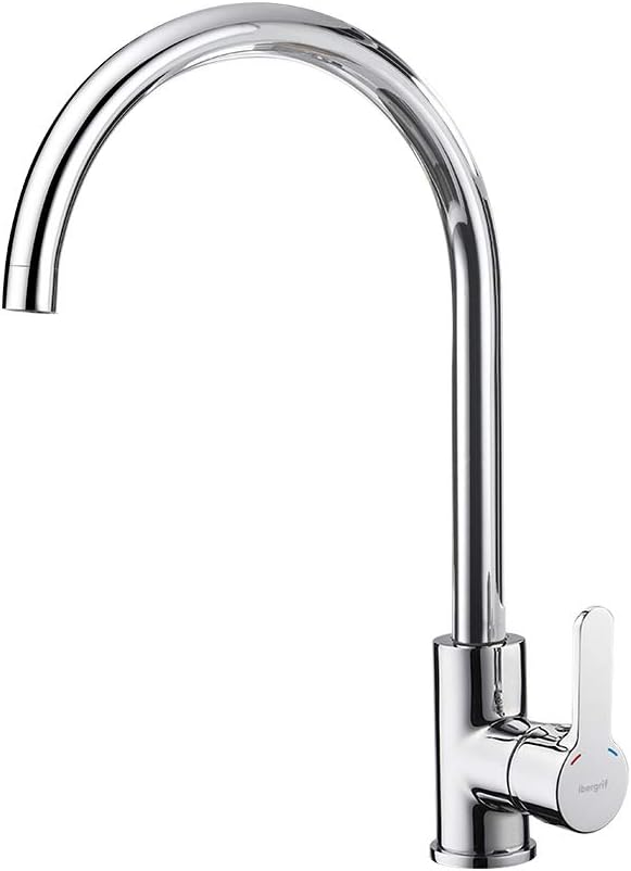 Ibergrif, M14022 Einhebel Küchenarmatur, Hoch Wasserhahn für Bad mit Auslauf Höhe 271 mm, Chrom Klas