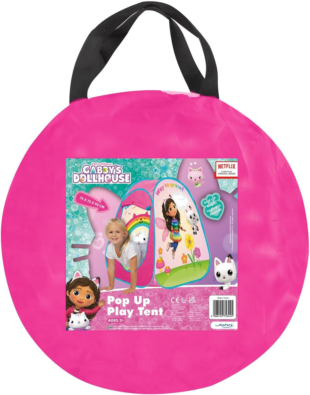 John Pop up Spielzelt original Gabby´s Dollhouse rosa mit Carrybag