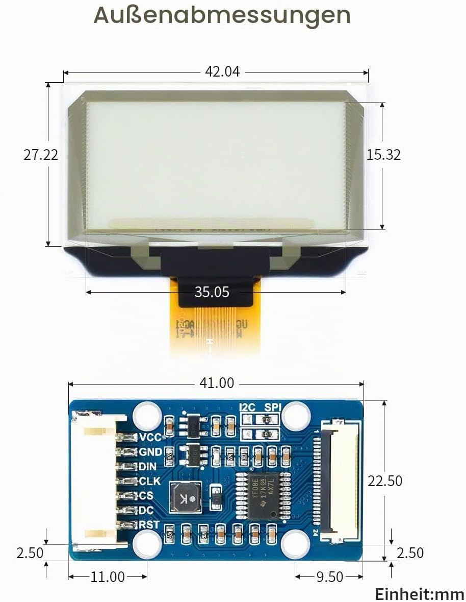 Waveshare 1.51inch Transparent OLED 128×64 Resolution Light Blue Color Display Compatible with Raspb