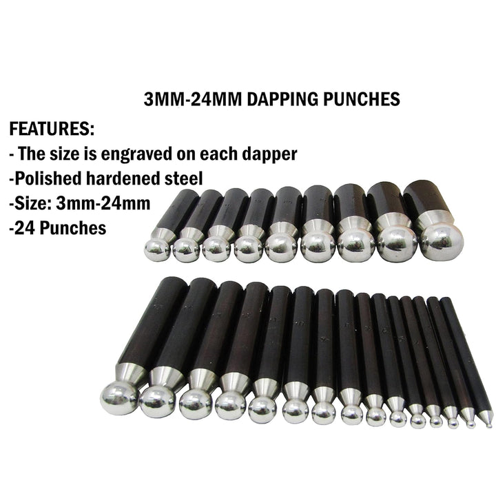 Complete 26-Piece Metal Forming Dapping Doming Punch and Block Set 2.3mm to 25.0mm by Bench Wizard 2