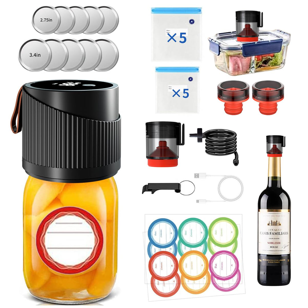 Elektrisches Einmachglas-Vakuumierer-Set, 4-in-1 Mason Vakuumierer für Einmachgläser mit breiter und