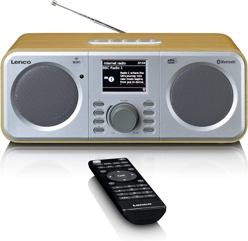 Lenco DIR-141 Internetradio - DAB+ - Bluetooth - W-LAN Verbindung - Zwei Weckzeiten - 2 x 5 Watt RMS