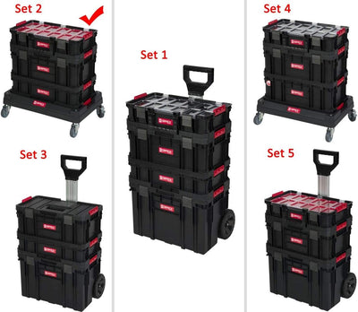 XL Werkzeugtrolley, Werkstattkoffer Set, Werkstattwagen Set ausQ-Brick Serie mit viel Zubehör! B x T