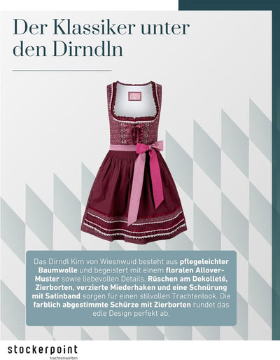 Stockerpoint Damen Dirndl Kim Kleid für besondere Anlässe 30 Bordeaux, 30 Bordeaux