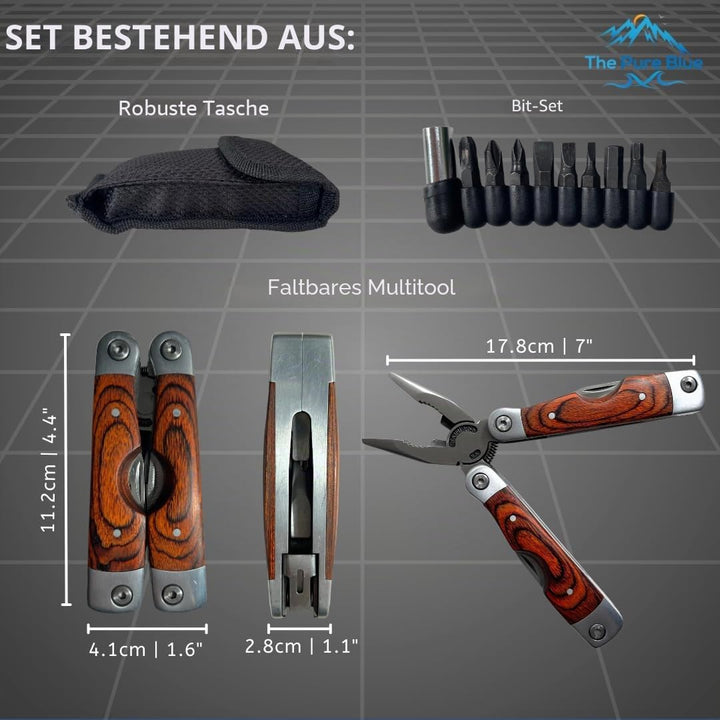 Palisanderholz Multitool Messer & Werkzeuge, Taschenmesser, Robuste Gürteltasche, Nadel- & Kombizang