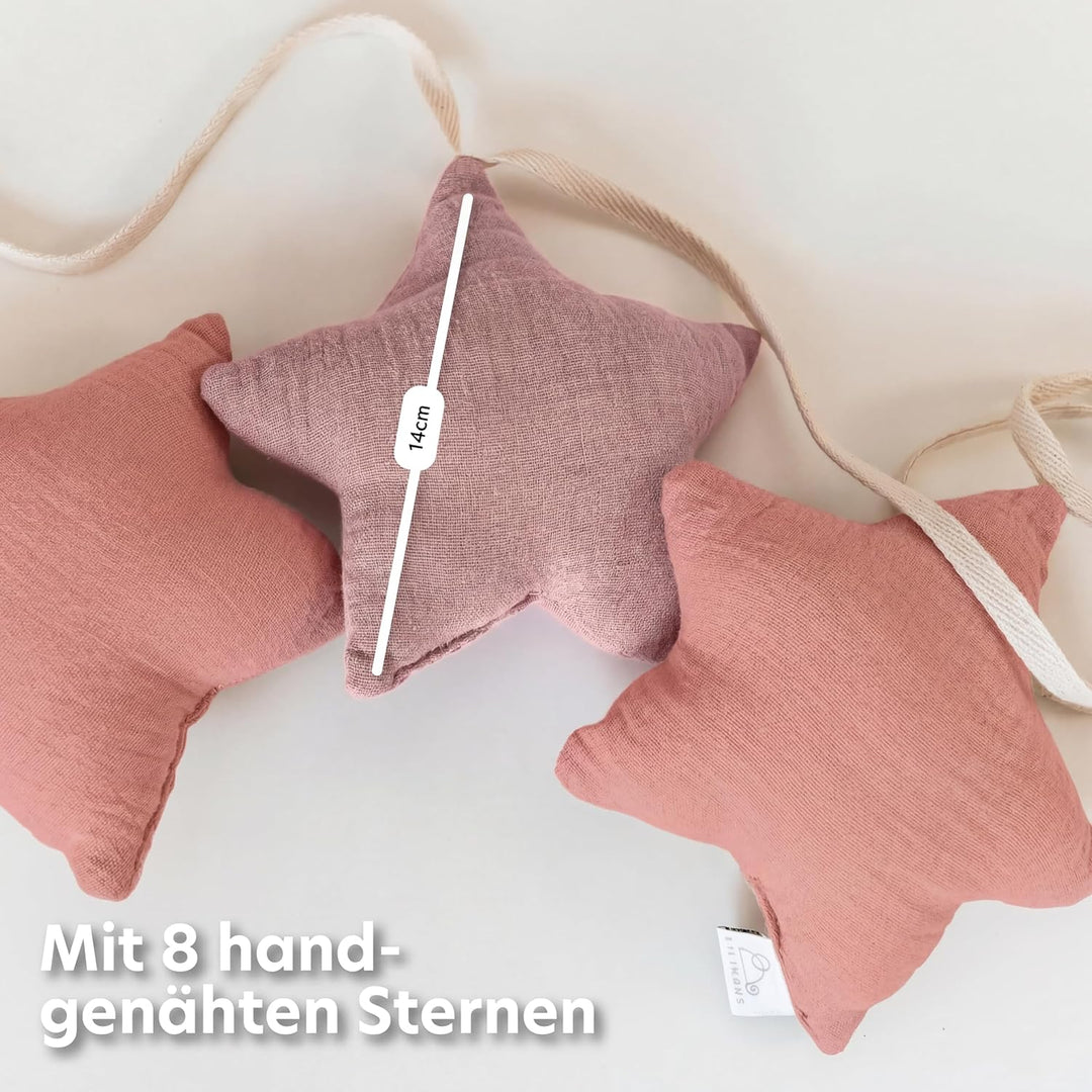 LILIMAUS Sternen Wimpelkette Stoff [in 12 Farben] Wimpelkette Kinderzimmer - 100% Baumwolle Handmade