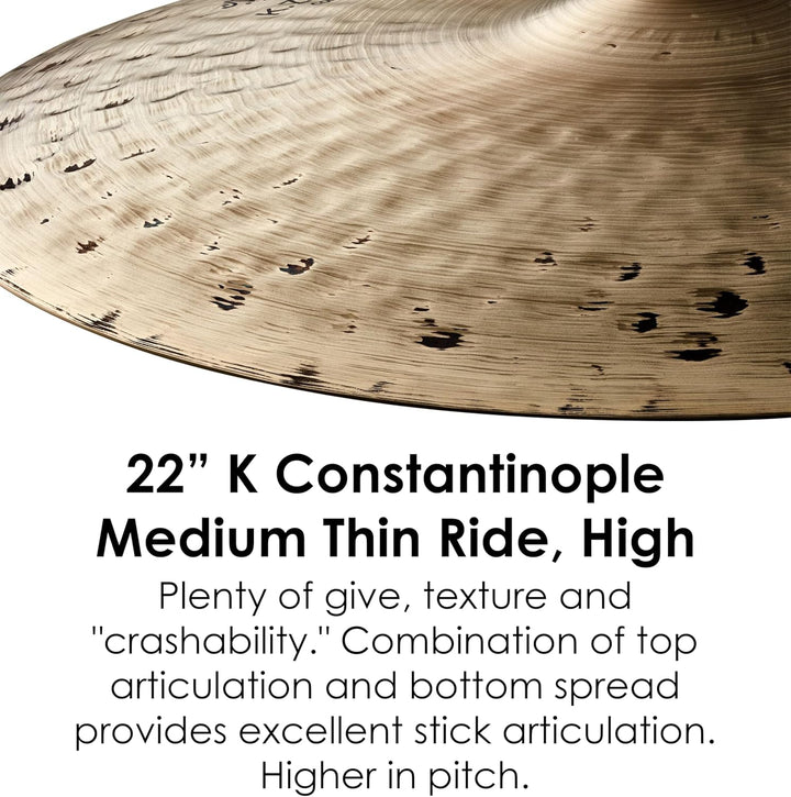 Zildjian K' Constantinople Ride 22", Medium Thin, High Medium thin high ride 22"