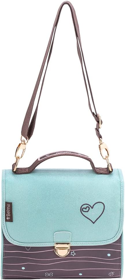 Belmil Premium Petite Kindergarten Schultertaschen Umhängetasche für Mädchen (305-51/P) Mint, Mint