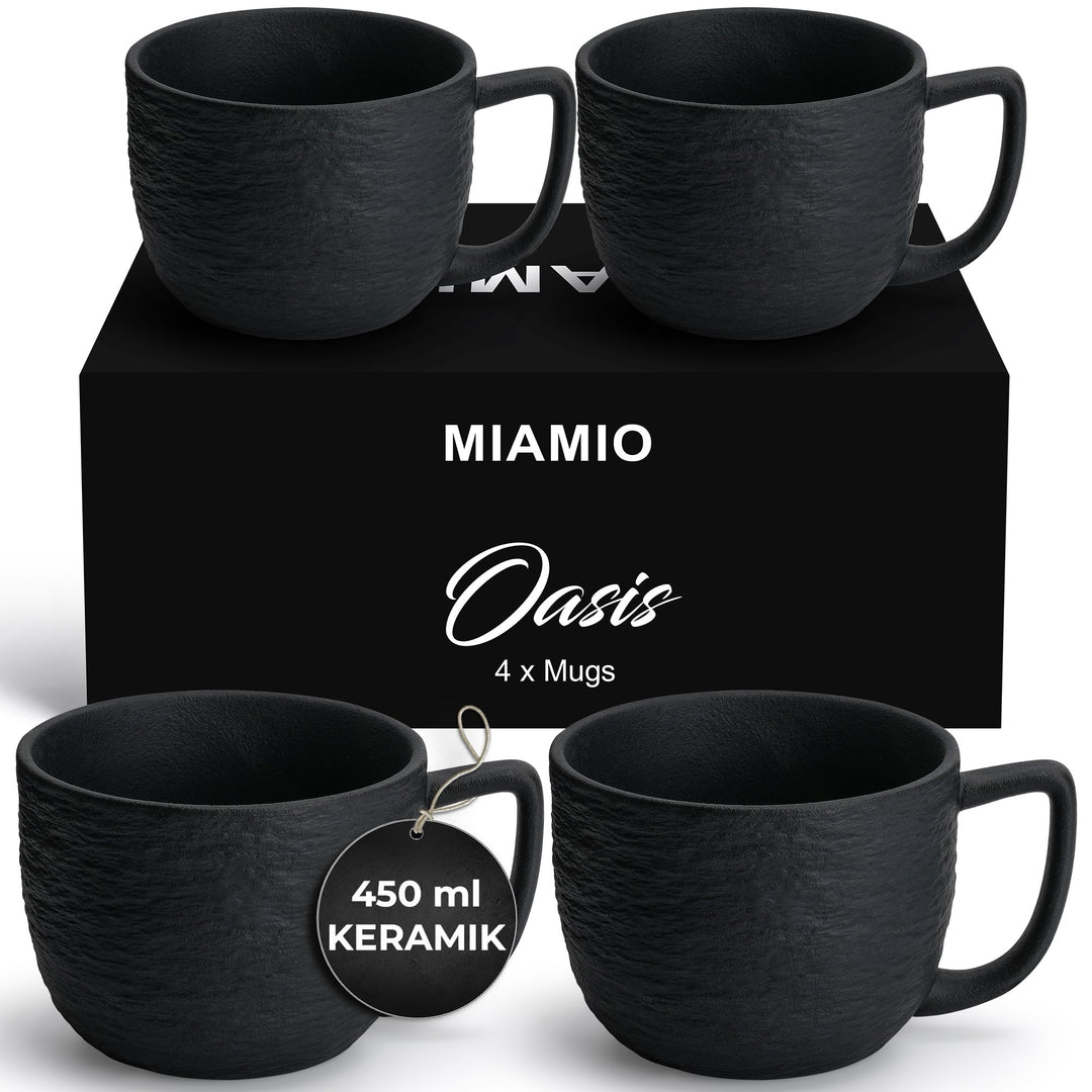 MIAMIO – 450 ml Kaffeetassen / 4er Tassen-Set – Keramik Tasse matt für Kaffee, Latte, Cappuccino und