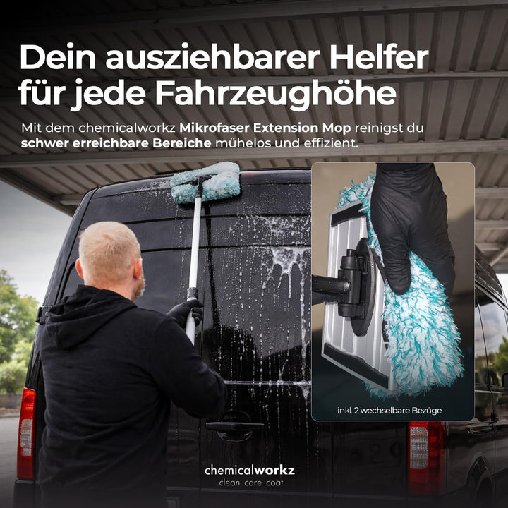 Chemicalworkz Microfiber Extension Mop | Ausziehbare Autowaschbürste mit Teleskopstiel bis 120 cm |