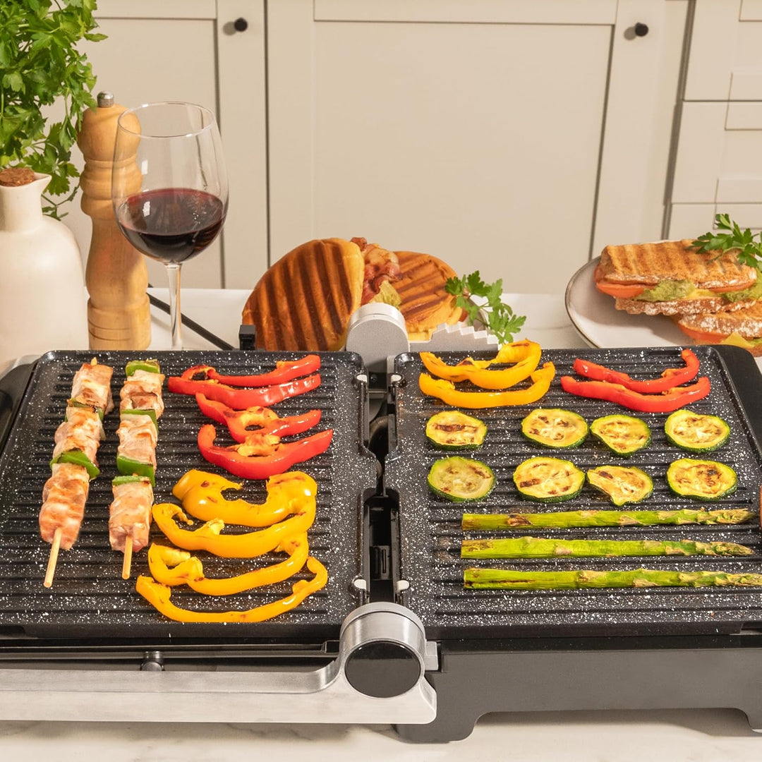 Cecotec Elektrischer Grill Rock'nGrill Blaze, 2400W, RockStone-Beschichtung, Leichte Reinigung, 180°