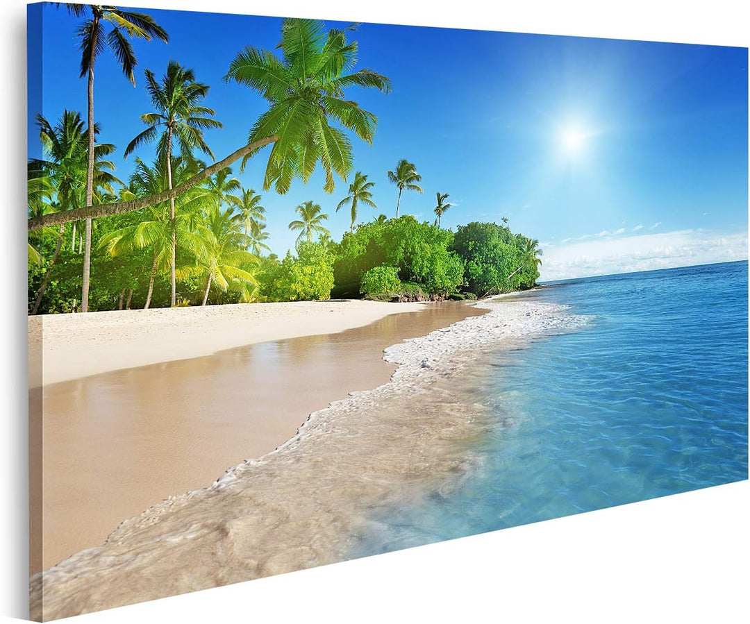 islandburner Bild auf Leinwand Karibisches Meer Und Palmen Bilder Wandbilder Poster Leinwand 100x57c