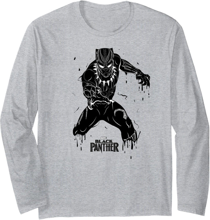 Marvel Black Panther Paint Splatter Portrait Langarmshirt
