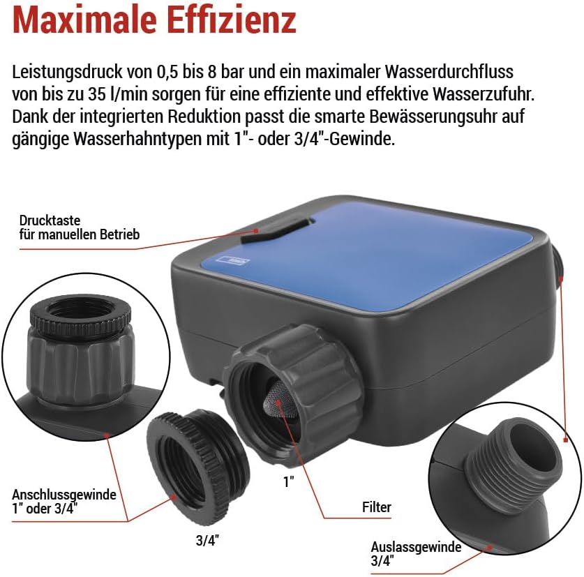 EMOS - smarte Bewässerungsuhr mit 1 Ausgang mit App, Bluetooth - ZigBee-Hub erforderlich - Batterieb