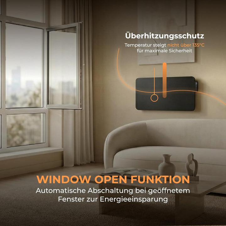 BR Bringer Hybrid Infrarotheizung 2000 Watt mit Konvektion - Smart Thermostat, WIFI & App - für Wand
