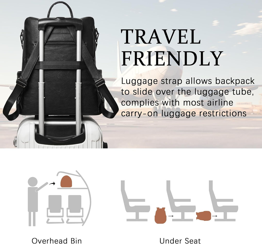 Shrrie rucksack damen elegant geeignet für 15,6Zoll-Notebooks Langlebig wasserdicht Damen aus Leder