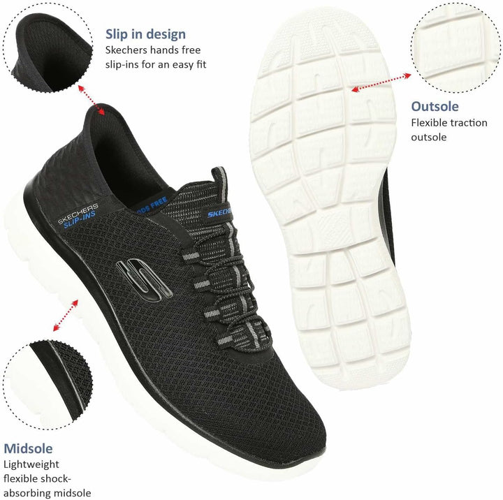 Skechers Herren Summits High RangeSneakers 39 EU Black Mesh Wht Trim, 39 EU Black Mesh Wht Trim