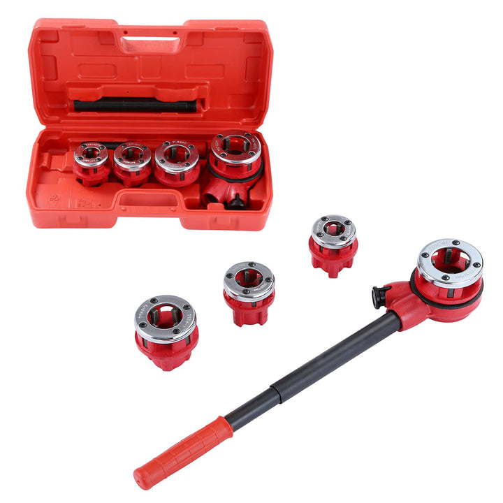 Klempner-Rohrgewinde-Kit Manuelles Einfädler-Set aus Stahl für Sanitärinstallationen mit 4 Matrizen