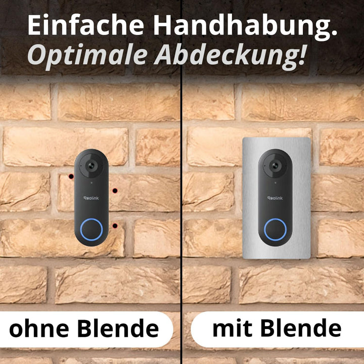 iSecur Blende passend für Reolink Akku-Videotürklingel aus Edelstahl I Video-Doorbell I Klingelschil