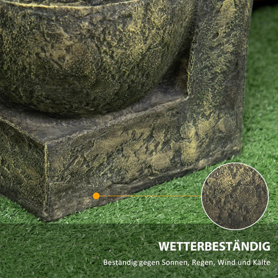 Outsunny Gartenbrunnen, Springbrunnen mit Einstellbarer Strömung, 4 Stufen Zierbrunnen, Wasserspiel,