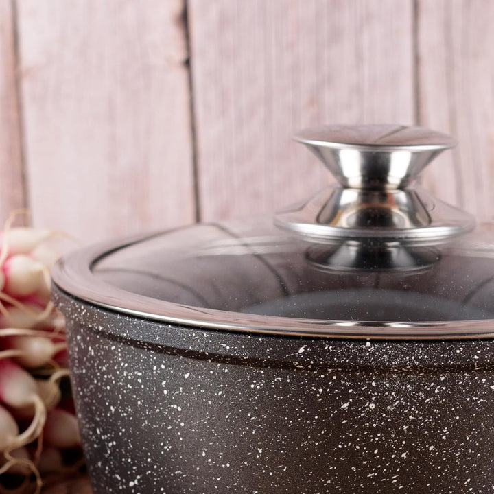 Kamberg - 0008036 - Topf 40 cm - Aluminiumguss - Antihaft-Hochleistungssteinbeschichtung - Glasdecke