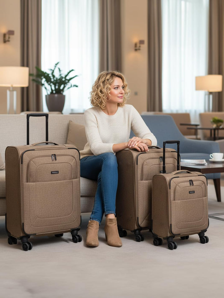 REDOLZ Koffer-Set 3-teilig für Damen & Herren | leichte & stabile Reise-Trolleys, hochwertiges Softc