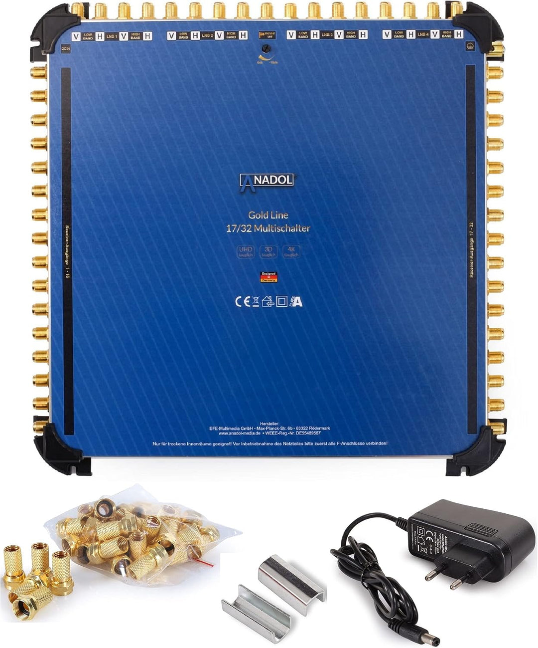 [Test 2X SEHR GUT*] Anadol Gold Line 17/32 Multischalter - für 4 Satelliten & 32 Teilnehmer - Sat Sw