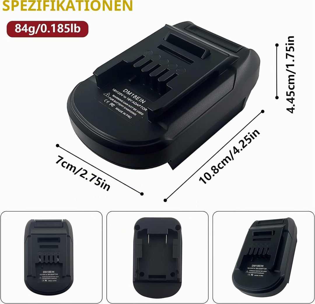 DM18EIN Batterieadapter für Einhell 18V, YUHDWRE Adapter-Konverter für Dewalt 20V &amp; für Milwaukee M1
