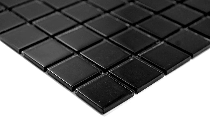 Mosaik Fliese Glasmosaik Crystal schwarz für WAND BAD DUSCHE KÜCHE FLIESENSPIEGEL THEKENVERKLEIDUNG